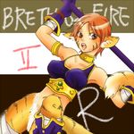  animal_ears artist_request bandages blush breasts breath_of_fire breath_of_fire_ii bustier cat_ears cat_tail claws facial_mark furry gloves green_eyes no_panties no_pants open_mouth orange_hair pointy_ears pubic_hair rinpoo_chuan sharp_toenails short_hair solo staff striped tail toenails 