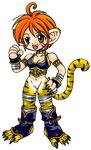  animal_ears artist_request blush breasts breath_of_fire breath_of_fire_ii bustier cat_ears cat_tail chibi claws cleavage facial_mark full_body furry gloves green_eyes lowres no_panties no_pants open_mouth orange_hair rinpoo_chuan solo source_request tail 