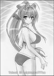  amagi_brilliant_park ass bikini cowboy_shot graphite_(medium) greyscale long_hair monochrome nightmare77zx ponytail sento_isuzu solo swimsuit traditional_media 