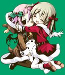  1other androgynous blush chibi christmas crona_(soul_eater) full_body happy looking_at_viewer maka_albarn pantyhose sakurazawa_izumi short_hair smile soul_eater twintails wings 