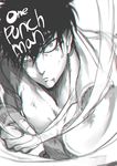  bad_id bad_pixiv_id clenched_hand collarbone copyright_name greyscale highres honey_bee_(bancoth) male_focus monochrome one-punch_man saitama_(one-punch_man) solo younger 