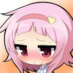  bangs blunt_bangs blush chibi embarrassed hairband komeiji_satori pink_eyes pink_hair solo sweat touhou twumi 