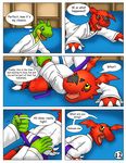  anthro bound comic digimon dragon guilmon karate reptile scalie text 