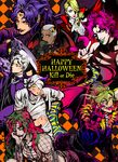  animal_ears aqua_eyes bandages bat_wings bible black_eyes black_gloves blonde_hair blue_eyes bow cat_ears chain checkered checkered_background chin_rest circlet claws demon_horns diavolo diego_brando dio_brando earrings enrico_pucci fangs fingernails forked_tongue fox_ears funny_valentine gloves green_lipstick halloween happy_halloween horns ichimoku_(tansio5) jewelry jojo_no_kimyou_na_bouken kars_(jojo) killer_queen kira_yoshikage lipstick makeup midriff multiple_boys nail_polish navel orange_eyes paws pink_hair purple_hair purple_lipstick purple_nails red_eyes red_lipstick screw scythe sharp_fingernails sharp_teeth skull steel_ball_run stitches striped_tail tail tattoo teeth tongue tongue_out vinegar_doppio white_gloves white_hair wings 