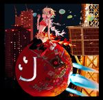  absurdres album_cover bracelet bubble bubble_blowing building canon_(company) cover dj_kazu feather_boa headphones high_heels highres jewelry multicolored_hair official_art phonograph sticker strapless sushio thighhighs tokyo_tower tubetop turntable 