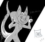  2015 anthro black_and_white black_background canine cute dracula fangs fur hybrid katheel._(artist) mammal monochrome nelizar_(character) reptile scalie simple_background snake wolf 