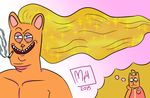  2015 abs anthro blonde_hair burgerpants cat cigarette clothing feline fur hair hat imagination long_hair male mammal mp4-fran open_mouth orange_fur pink_background sad shiny simple_background smoke smoking sparkles thinking thought_bubble undertale video_games watermark 
