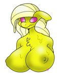  anthro big_breasts blonde_hair breasts bust_(disambiguation) fan_character female goo_body grin hair mlp_oc my_little_pony nipples pink_eyes razzlespup yellow_goo 