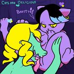  2015 alligator bratty_(undertale) breasts cat catty_(undertale) chubby duo feline female female/female male mammal monster nipples oral pussy reptile scalie sex sharp_teeth teeth undertale unknown_artist video_games 