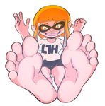  5_toes barefoot cephalopod female hair humanoid humanoid_feet hypnosis inkling long_hair marine mask mind_control nintendo simple_background soles solo splatoon squid tentacle_hair tentacles toes video_games zuneycat 