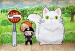  blue_sky bus_stop cat cloud feline ghibli human mammal matt_(two_best_friends_play) my_neighbor_totoro not_furry pat_(two_best_friends_play) sky tree turkish_angora two_best_friends_play ultrapancake zach_the_cat_(two_best_friends_play) 