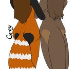  alpha_channel anthro bella brown_hair butt duo female greyfox hair leon long_hair male mammal mustelid otter red_panda simple_background transparent_background 