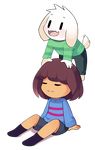  alpha_channel asriel_dreemurr blush brown_hair caprine clothing cute drawn-mario duo footwear frisk fur goat hair human male mammal open_mouth pants shirt shoes simple_background transparent_background undertale video_games white_fur 