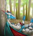  2015 against_tree anthro blue_scales cum cum_on_penis cum_string digital_media_(artwork) dragon drakoilex erection forest horn lying male masturbation nx-3000 on_back outside penile_masturbation penis reclining red_eyes scales scalie sharp_claws side_view tongue tongue_out tree wings 