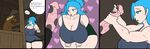  &lt;3 &lt;3_eyes animal_genitalia atari_mitsuku bestiality big_breasts blue_eyes blue_hair breasts cleavage clothed clothing comic dialogue duo english_text equine erection female female_on_feral feral hair handjob horse horsecock human human_on_feral interspecies male male/female mammal penis text thick_thighs tight_clothing voluptuous wide_hips 