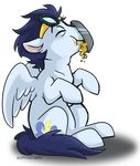  2015 alpha_channel blue_hair chubby eating equine eyes_closed eyewear food friendship_is_magic goggles hair male mammal my_little_pony pegasus pie simple_background sitting soarin_(mlp) sophiecabra transparent_background wings wonderbolts_(mlp) 