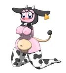  anthro big_breats bit-small bovine breasts cattle chubby clothing cow_print ear_tag female hair hand_on_chest kneeling legwear mammal miltank nintendo nipples nude overweight pok&eacute;mon pussy short_hair simple_background socks solo stockings tag video_games wide_hips 