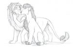  autumn_sunrise duo feline kissing lion male male/male mammal simple_background 