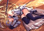  armor blonde_hair blue_eyes braid fate/apocrypha fate/grand_order fate_(series) headpiece jeanne_d'arc_(fate) jeanne_d'arc_(fate)_(all) jh long_hair looking_at_viewer lying on_side smile solo thighhighs very_long_hair 