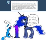  animal_genitalia blue_eyes blue_feathers blue_fur blue_hair cutie_mark dialogue dildo duo english_text equine feathers female feral friendship_is_magic fur hair horn horsecock_dildo mammal multicolored_hair my_little_pony norithics penis princess_luna_(mlp) sex_toy simple_background text two_tone_hair white_background white_hair winged_unicorn wings 