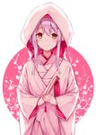  blush commentary_request fan folding_fan hair_between_eyes hair_ornament hairclip hiten_(hitenkei) hood japanese_clothes kantai_collection kimono long_hair looking_at_viewer shoukaku_(kantai_collection) smile solo tassel uchikake white_hair yellow_eyes 