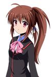  brown_hair little_busters! long_hair m_(milk0824) natsume_rin ponytail red_eyes school_uniform solo transparent_background 