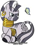  2013 arthropod butterfly cutie_mark ear_piercing equine female feral friendship_is_magic insect mammal my_little_pony piercing simple_background solo tiffany_ross white_background zebra zecora_(mlp) 