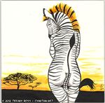  2012 ambiguous_gender anthro equine looking_back mammal nude solo tiffany_ross zebra 