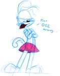  animaniacs annoyed clothing crossdressing crossed_arms ishoka male mammal simple_background sketch skirt solo standing text warner_brothers yakko_warner 