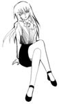  artist_request bangs bow check_character crossed_legs greyscale looking_at_viewer lowres monochrome rozen_maiden shirt sitting solo source_request suigintou vest 