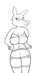  2015 anthro big_breasts breasts female kangaroo lonelywolf3 mammal marsupial monochrome simple_background smile solo white_background wide_hips 