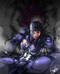  abs black_hair blood bowalia breasts crater injury large_breasts marvel muscle muscular_female symbiote venom_(marvel) 