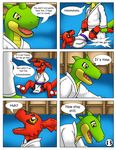  anthro bound comic digimon dragon guilmon karate reptile scalie text 