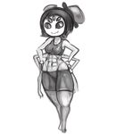  2015 abs anthro arachnid arthropod athletic black_hair bra clothing fangs female greyscale hair hand_on_hip hands_on_hips hat looking_at_viewer looking_away monochrome muffet multi_limb multiple_arms multiple_eyes pigtails ribbons short_hair shorts simple_background smile solo spider sports_bra undertale underwear video_games wabutt white_background wide_hips 
