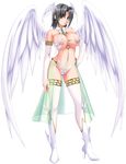  black_hair breasts cameltoe feathered_wings full_body head_wings large_breasts nipples revealing_clothes rui_(yuetukuyomi) see-through solo tachi-e thighhighs transparent_background white_wings wings yellow_eyes 