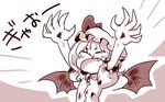  bat_wings chibi fangs fingernails hat monochrome remilia_scarlet roaring sharp_fingernails solo sonson_(eleven) touhou wings 