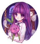  blush cookie_run crying crying_with_eyes_open ghost long_hair long_sleeves looking_at_viewer onion_cookie personification purple_eyes purple_hair solo stuffed_toy suo_(06) tears transparent_background 