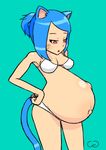  anthro bikini blue_fur butt cat chrisguy3 clothing feline female fur mammal mature_female mother nicole_watterson parent pregnant solo swimsuit the_amazing_world_of_gumball 