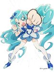  :d bangs blue_choker blue_eyes blue_hair blue_skirt bow choker clenched_hand clenched_hands cure_marine fist_pump hair_ornament heart heartcatch_precure! kurumi_erika long_hair looking_at_viewer magical_girl open_mouth pouch precure raised_fist ribbon skirt smile solo sweat thighhighs v-shaped_eyebrows victory_pose walrus-ruin wavy_hair white_background white_legwear wrist_cuffs 