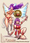  bikini girl gladiator_sandals heart highres king_of_fighters kof long_hair princess_athena purple_eyes purple_hair snk swimsuit violet_eyes 