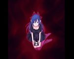  bad_id bad_pixiv_id black_dress blue_eyes blue_hair breasts cleavage dress genderswap genderswap_(mtf) handheld_game_console headphones kanazawa_hiromu large_breasts megami_ibunroku_devil_survivor nintendo_ds parody protagonist_(devil_survivor) solo style_parody 