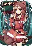  bag bear blonde_hair blue_eyes christmas hat ideolo long_hair original satchel single_thighhigh solo thighhighs 