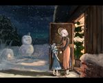  bad_id bad_pixiv_id barefoot cirno letterboxed letty_whiterock multiple_girls scarf short_hair snowman touhou winter you_shimizu 