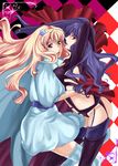  bad_id bad_pixiv_id blonde_hair blue_eyes blue_hair dual_persona highres long_hair macross macross_frontier macross_frontier:_itsuwari_no_utahime multiple_girls pappappao sheryl_nome thighhighs 