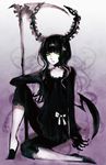  black_hair black_rock_shooter dead_master green_eyes highres horns igarashi_ran_(igatz) scythe solo 