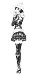  boots full_body gloves greyscale hat hood hood_down hoodie jacket monochrome original skirt solo sousou_(sousouworks) standing thighhighs zettai_ryouiki 