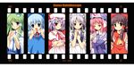  blush blush_stickers cirno crossed_arms fang film_strip hakurei_reimu hat highres izayoi_sakuya kochiya_sanae multiple_girls remilia_scarlet saigyouji_yuyuko steepled_fingers touhou yamasan 