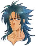  blue_eyes blue_hair gemini_kanon long_hair male_focus noe_(bkmnoo) portrait saint_seiya simple_background solo white_background 