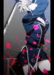  awashima_seri bad_id bad_pixiv_id blonde_hair blue_eyes cowboy_shot gradient gradient_background k_(anime) looking_at_viewer makoto_(2069711) petals solo sword uniform weapon 