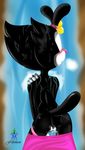  abstract_background animaniacs anus black_fur blush clothing dot_warner female fur mammal masturbation panting presenting pussy pussy_juice shower solo standing sweat taichao undressing warner_brothers water 